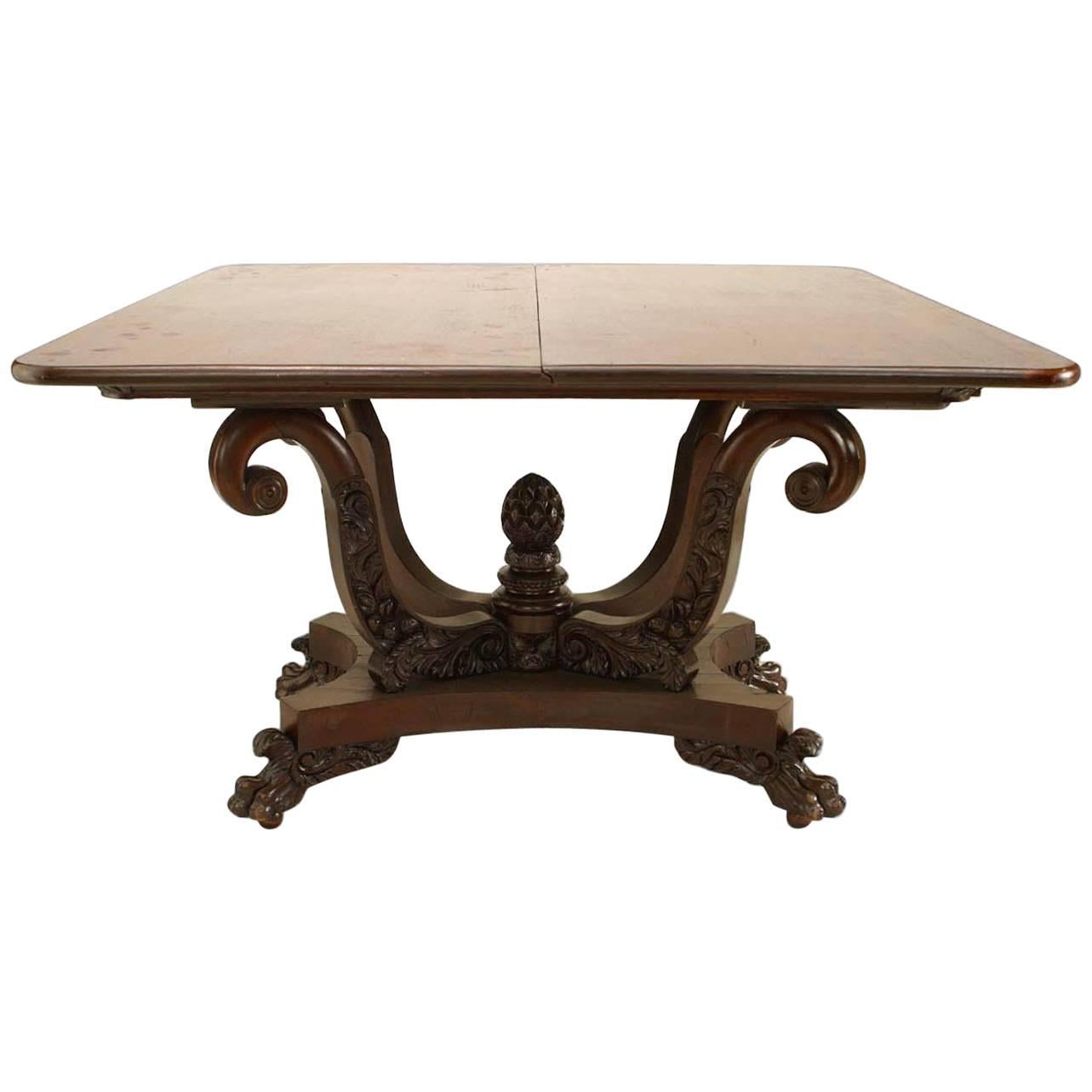 American Empire Mahogany Flip Top Console Table For Sale