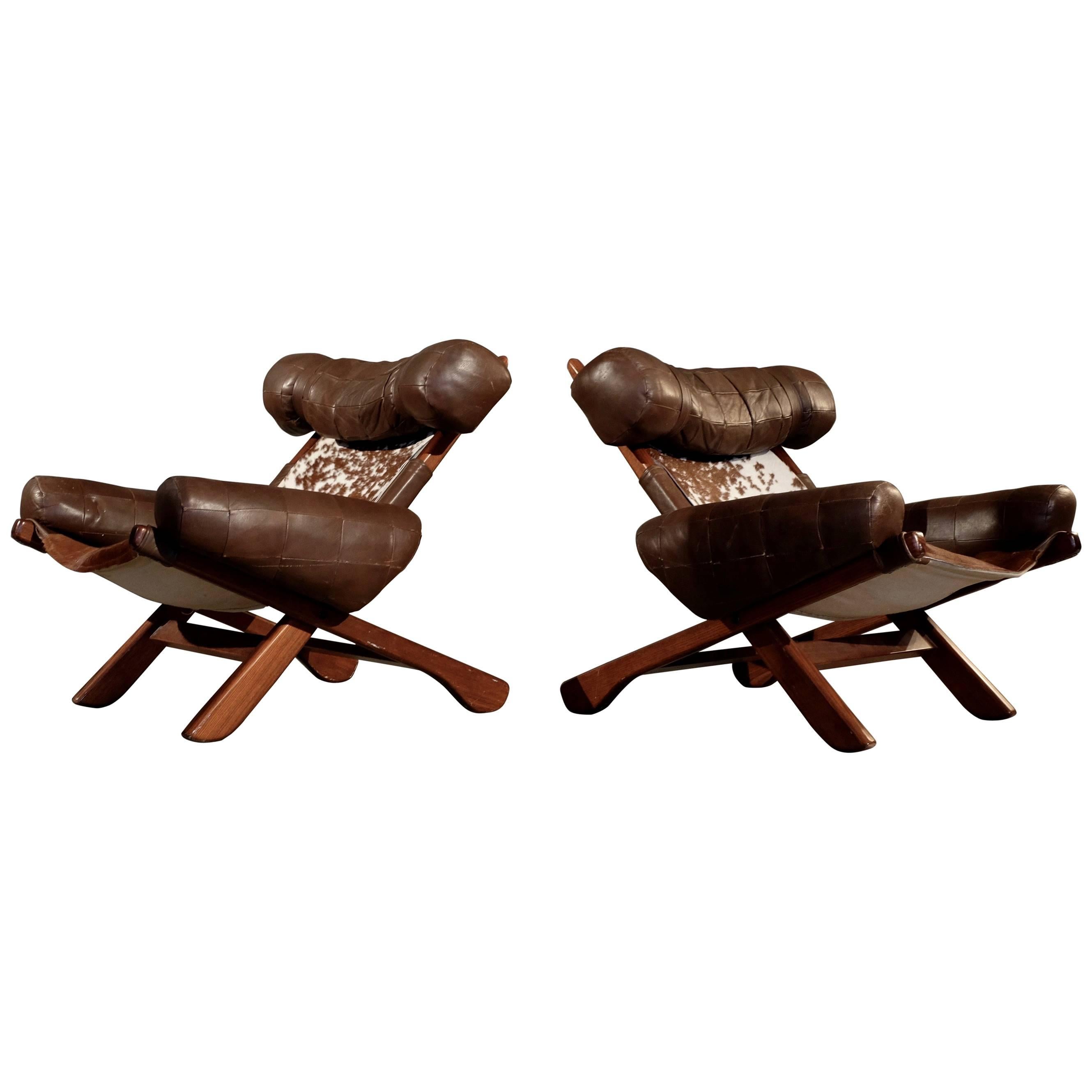 Set of 3 Arne Norell Armchairs with Cowhide, 1960s