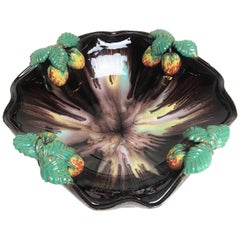 Antique Art Deco Ceramic Glazed Fruit Bowl with Strawberries, 1930s, Germany