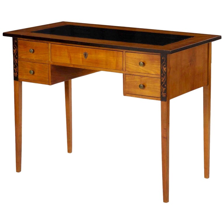 English Antique Rosewood Lady's Writing Desk with Marquetry Inlay at