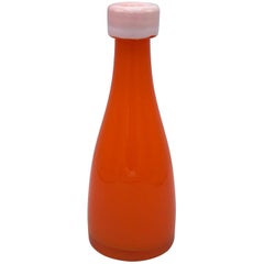 Vintage 1970s Italian Murano Glass Orange Bottle Vase