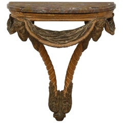 Rococo Swedish Console with Rams Heads and Original Stone Top, circa 1750
