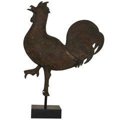 Antique 19th Century French Folk Art Iron Rooster Weathervane
