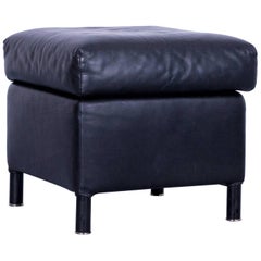 Wittmann Aura Leather Foot-Stool, Black Pouff Couch