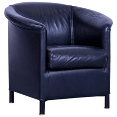 Wittmann Aura Designer Modern Black Leather One-Seater or Armchair