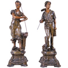 Pair of Art Nouveau Figurines ‘The Miner & the Blacksmith’, France, circa 1900