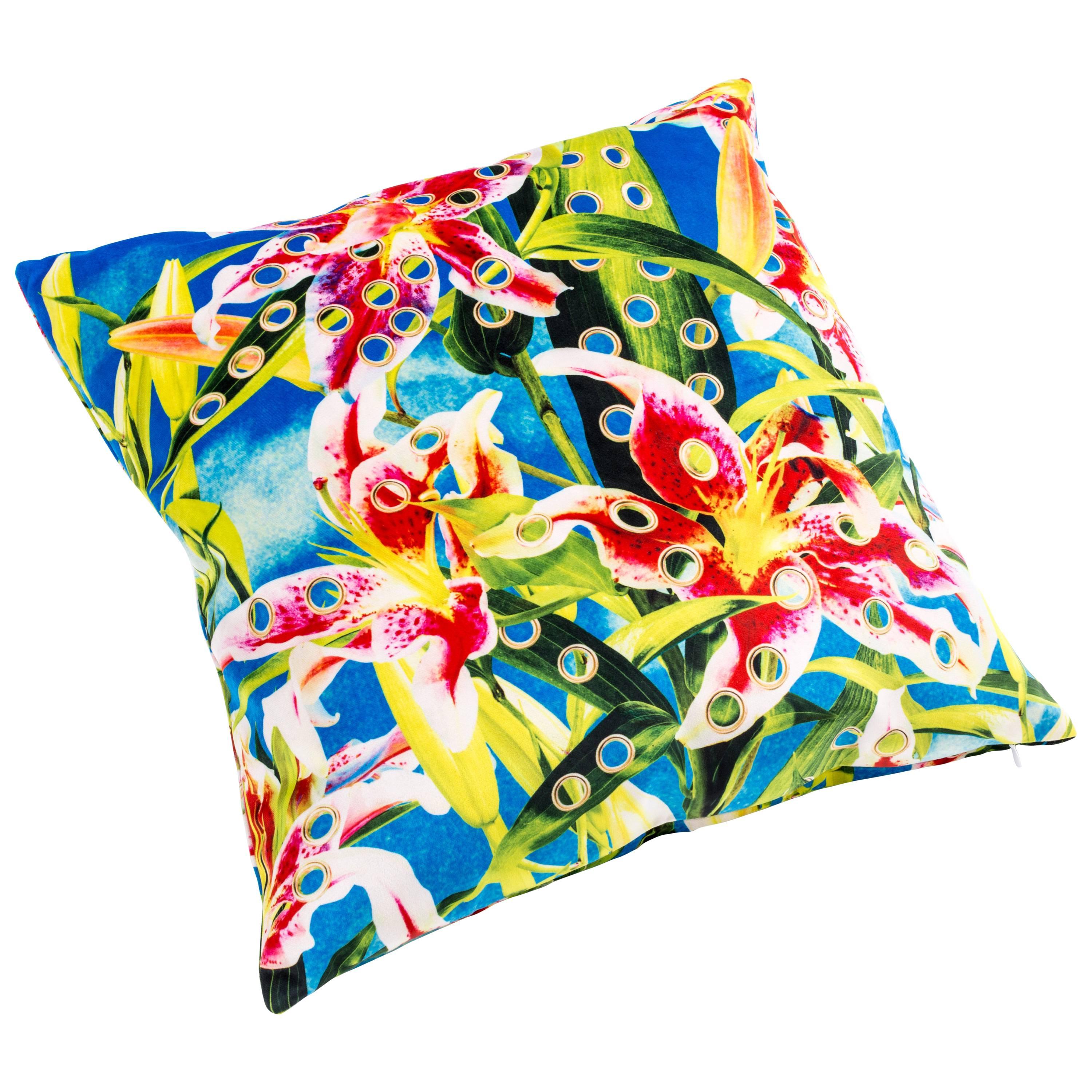 Seletti Polyester Cushion by "Toiletpaper", Flowers With Holes