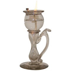 19th Century French Glass Weavers Oil Lamp