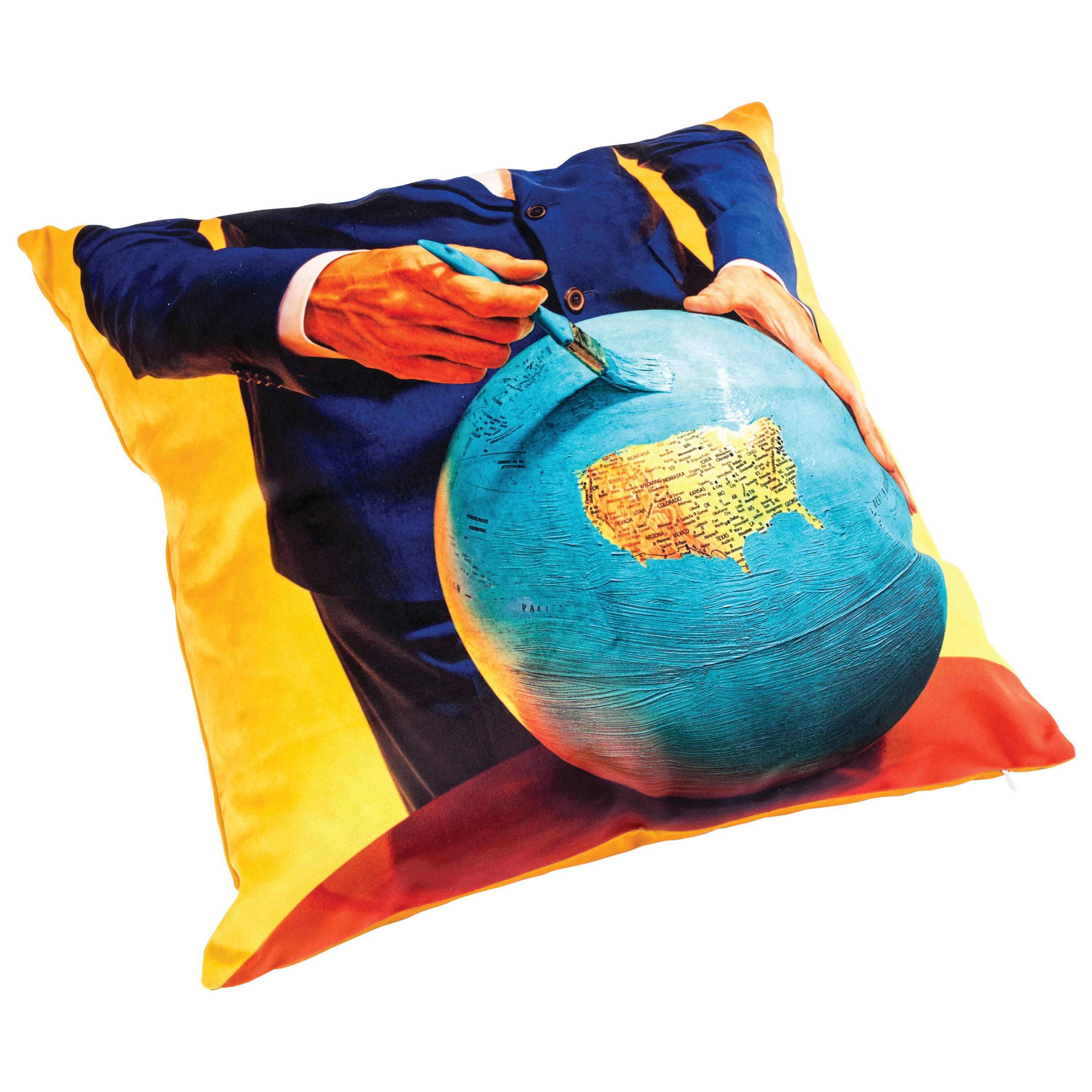 Seletti Polyester Cushion by "Toiletpaper", Globe For Sale