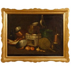 Spanish Still Life Painting Oil on Canvas with Gilt Frame from 20th Century