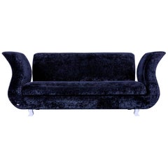 Used Bretz Moon Sofa Velvet Fabric Black Three-Seater Chaise Longue