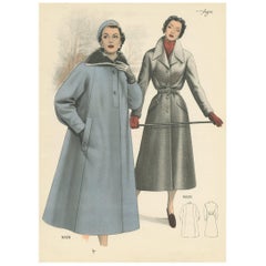 Impression de mode ancienne 'Pl. 16529' publiée dans Le Tailleur Moderne, 1954