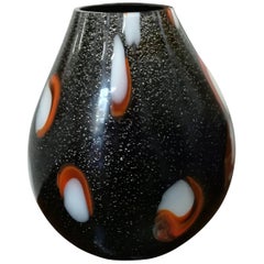 Black Modern Murrine Blown Glass Vase