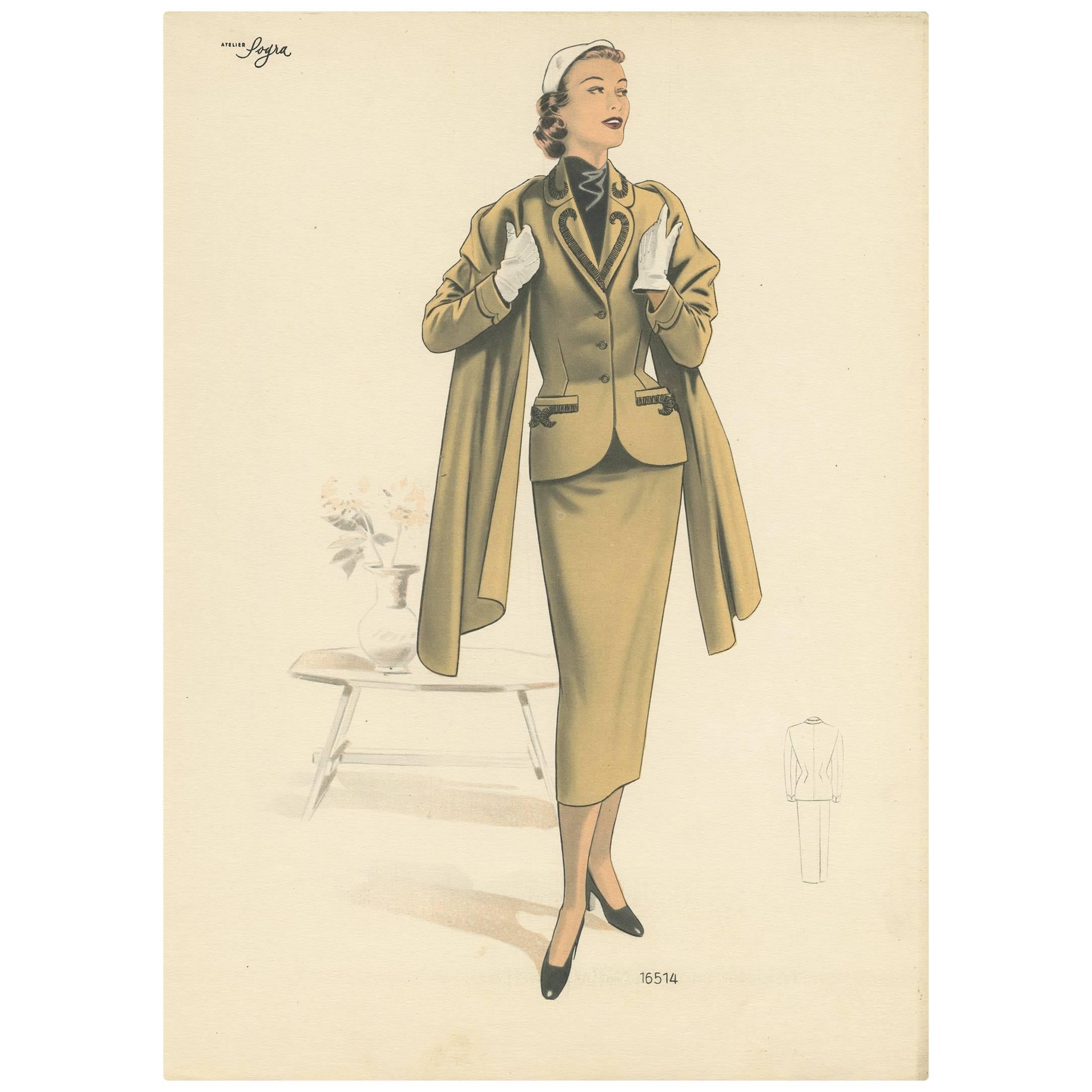 Stampa di moda vintage 'Pl. 16514' Pubblicato in Le Tailleur Moderne, 1954
