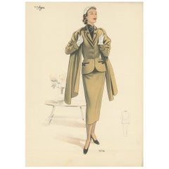 Impression de mode vintage 'Pl. 16514' publiée dans Le Tailleur Moderne, 1954