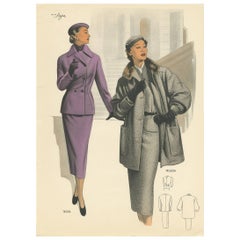 Vintage Fashion Print 'Pl.16504' Published in Le Tailleur Moderne, 1954