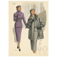 Stampa di moda vintage 'Pl.16504' pubblicata in Le Tailleur Moderne, 1954