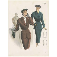 Retro Fashion Print 'Pl.14309' Published in Ladies Styles, 1952