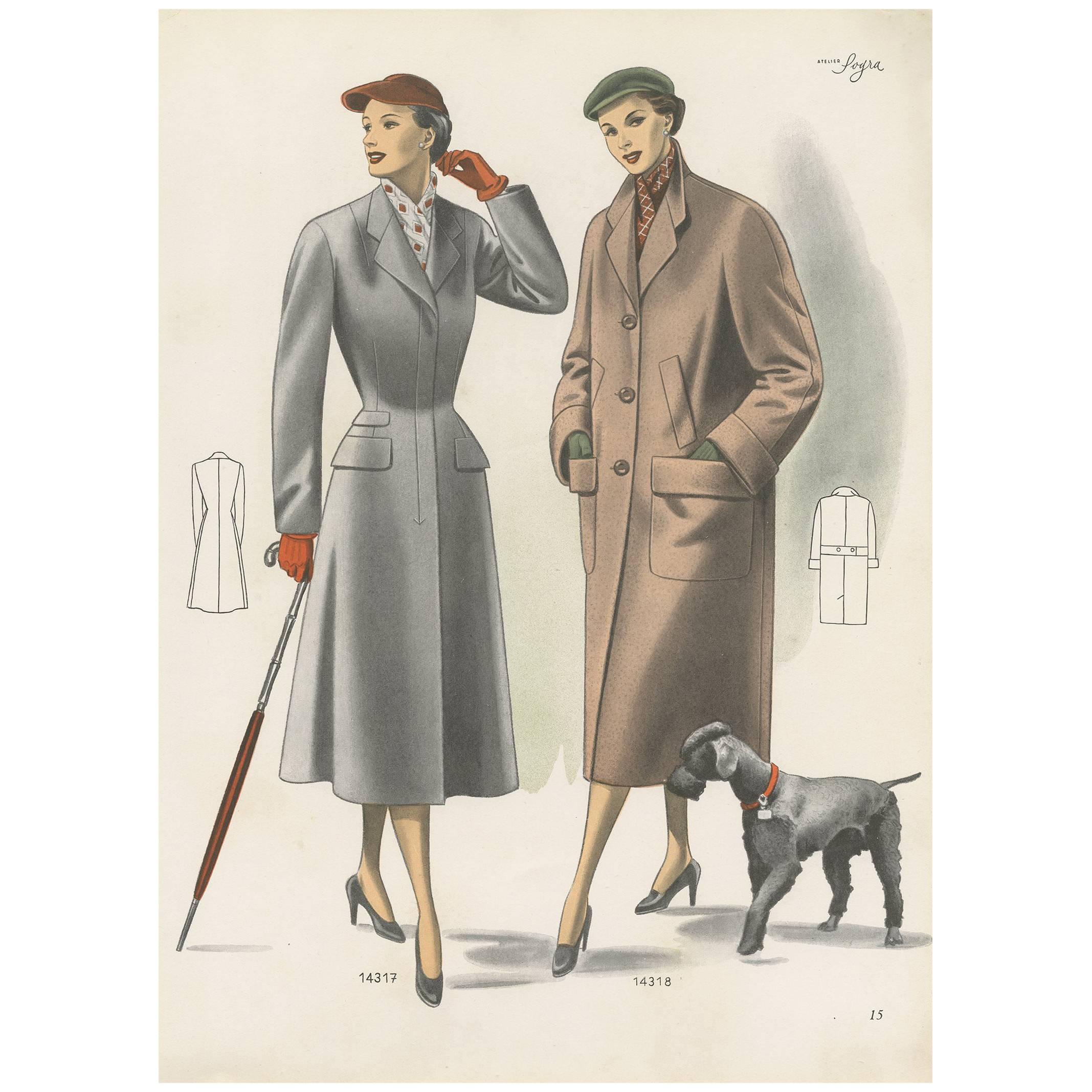 Vintage Fashion Print 'Pl. 14317' Published in Ladies Styles, 1952