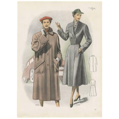 Antique Fashion Print 'Pl.14321' Published in Ladies Styles, 1952