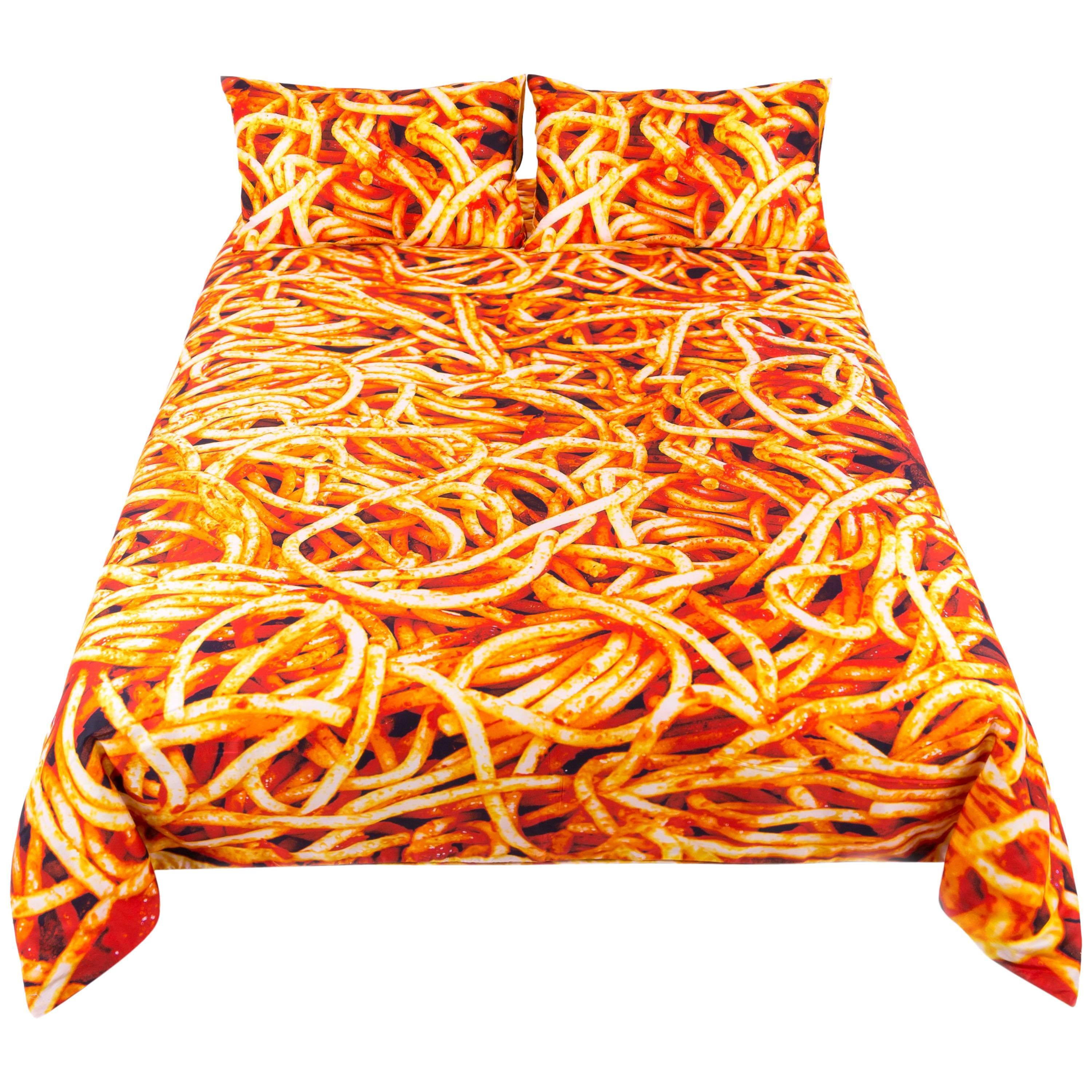 Seletti Set Duvet Cover Cotton Piece and Two Pillow Cases "Spaghetti"