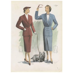 Retro Fashion Print 'Pl. 14203' Published in Ladies Styles, 1951
