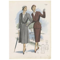 Vintage Fashion Print Publicado en Ladies Styles, 1951