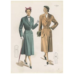 Retro Fashion Print ‘Pl. 14213’ Published in Ladies Styles, 1951