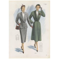 Retro Fashion Print 'Pl. 14211' Published in Ladies Styles, 1951
