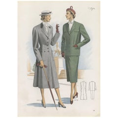 Retro Fashion Print 'Pl. 14215' Published in Ladies Styles, 1951