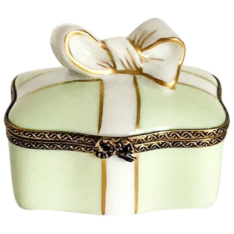 Laduree Green Limoges Box with Bow