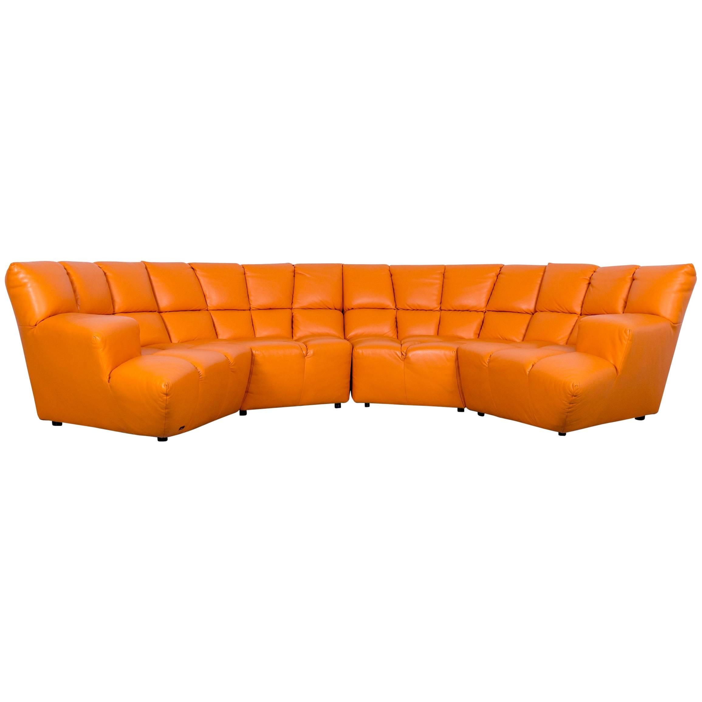 Bretz Cloud 7 Designer Cornersofa Orange Leather Couch 