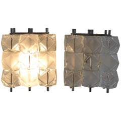 Midcentury Glass Cube Sconces Murano, Italy