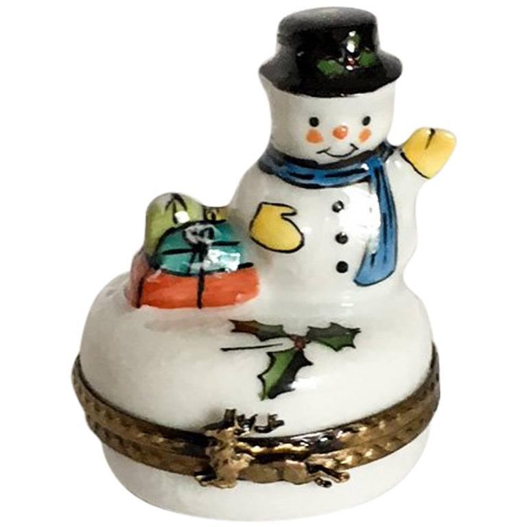 Limoges Snowman French Box