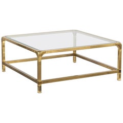 Square Widdicomb Designed Brass Framed Coffee Table, 1970s