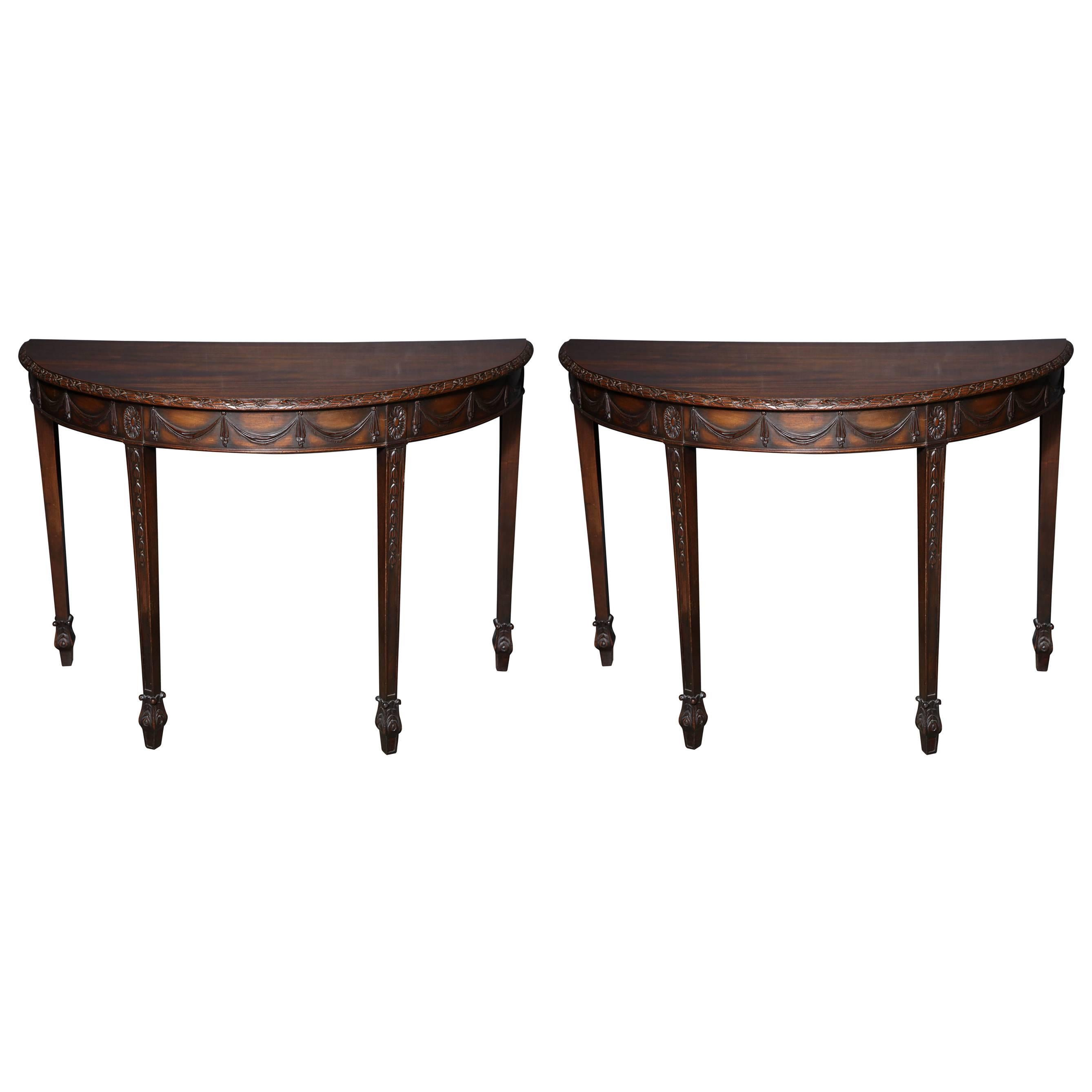 Pair of George III Demilune Console Tables