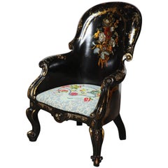 Antique English Papier Mâché Gondola Chair