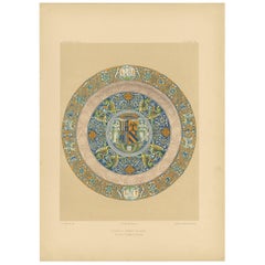 Pl. 5 Used Print of Faenza Ceramic Plates by Bedford, circa 1857