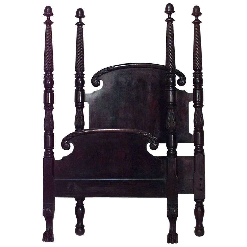 American Empire Mahogany Four-Poster Bed