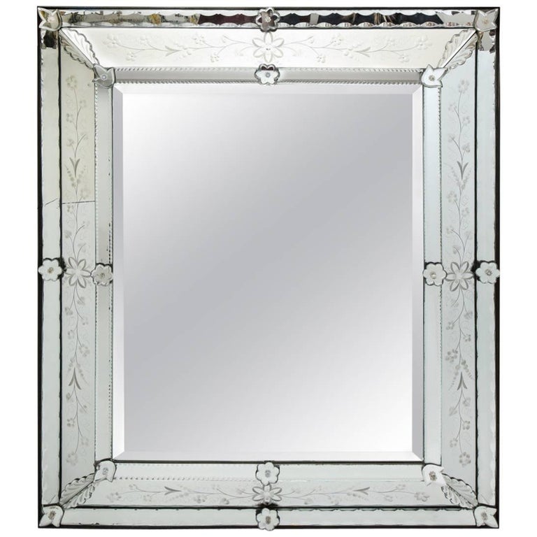 Venetian Etched Glass Mirror For At 1stdibs Venetian Etched Glass Mirror For