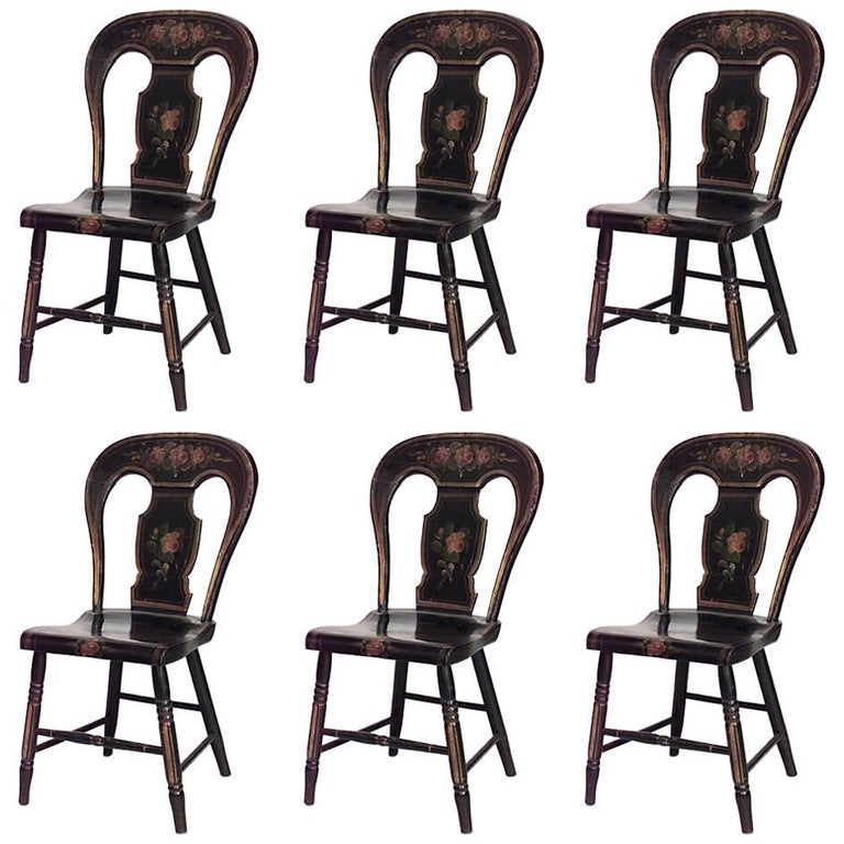 Set of 6 American Federal Hitchcock Side Chairs For Sale at 1stDibs