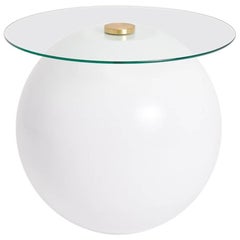 Pluto Table, Matte White with Clear Glass