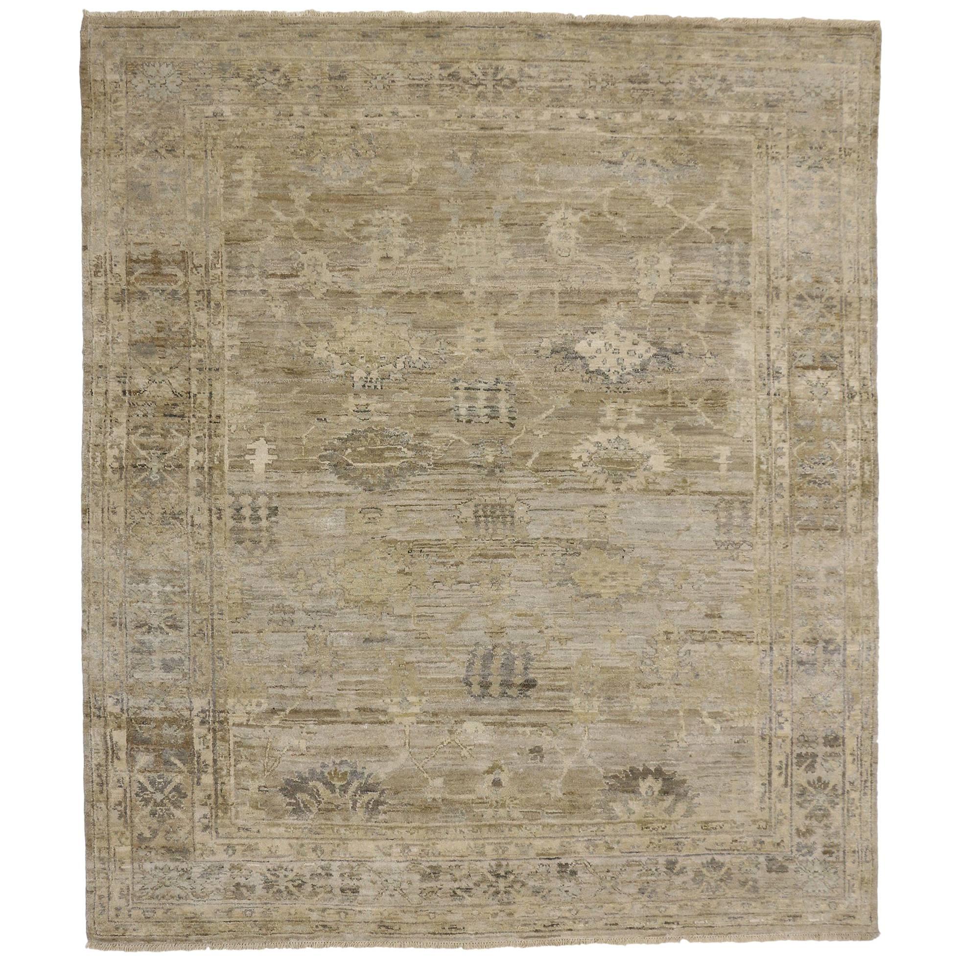 New Contemporary Oushak Design Rug with Transitional Style For Sale
