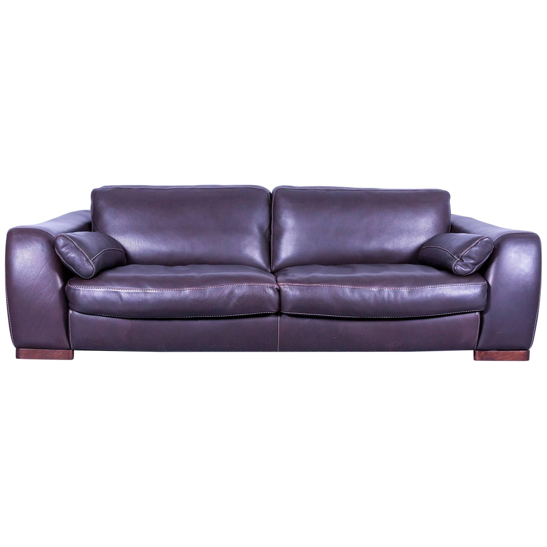 Incanto Designer Sofa brown Three Seater Couch with Pillows Leather