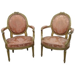 Pair of French Regency Style Armchairs