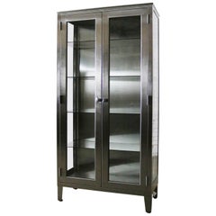 Used Stainless Steel Industrial Display Apothecary Medical Cabinet Glass Door