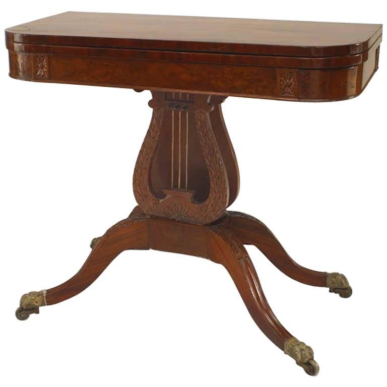 19th Century American Federal Mahogany Flip Top Console Table For Sale