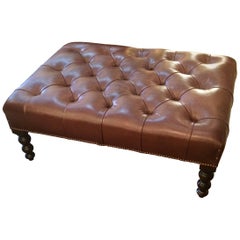 Luscious Supple Tufted Brown Leather George Smith Ottoman