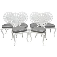 Used Six Tropitone Fan Shell Back Grotto Chairs Patio Sunroom Cast Aluminium Set