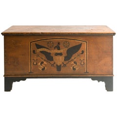 Pennsylvania Polychrome and Eagle Decorated Pine Blanket Chest